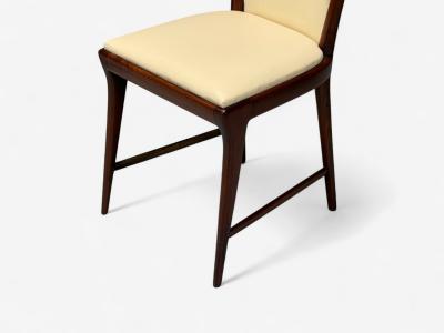 Osvaldo Borsani Osvaldo Borsani attr Mahogany Brass Leather Dining Chairs Italy 1950s