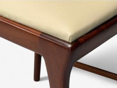 Osvaldo Borsani Osvaldo Borsani attr Mahogany Brass Leather Dining Chairs Italy 1950s