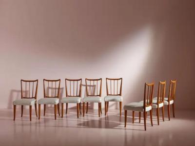 Osvaldo Borsani Osvaldo Borsani eight beechwood dining chairs Arredamenti Borsani Varedo 1940s
