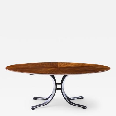 Osvaldo Borsani Osvaldo Borsani for Stow Davis Starburst Walnut and Steel Oval Dining Table