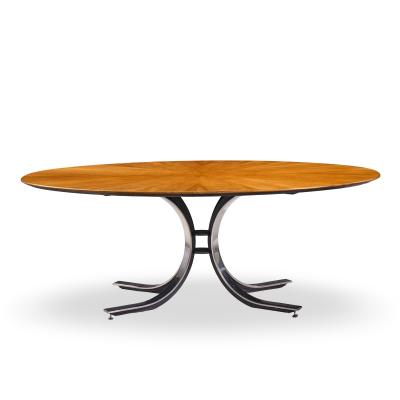 Osvaldo Borsani Osvaldo Borsani for Stow Davis Starburst Walnut and Steel Oval Dining Table