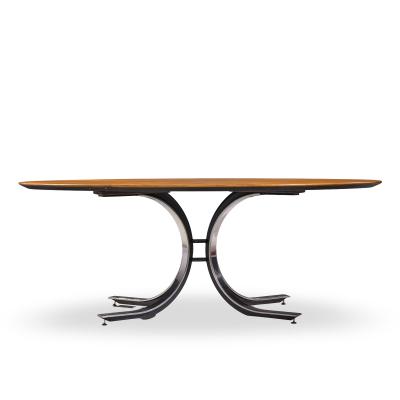 Osvaldo Borsani Osvaldo Borsani for Stow Davis Starburst Walnut and Steel Oval Dining Table