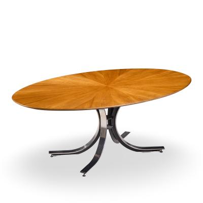 Osvaldo Borsani Osvaldo Borsani for Stow Davis Starburst Walnut and Steel Oval Dining Table