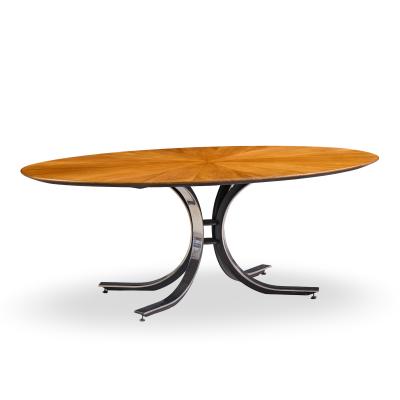 Osvaldo Borsani Osvaldo Borsani for Stow Davis Starburst Walnut and Steel Oval Dining Table