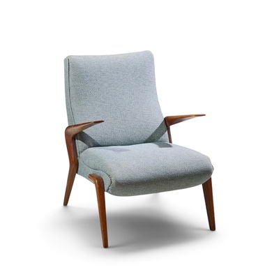 Osvaldo Borsani Osvaldo Borsani for Tecno PK71 Mid Century Italian Walnut Lounge Chairs Pair