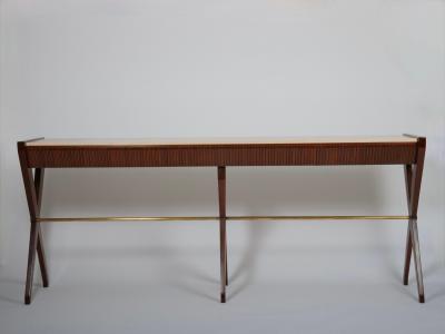Osvaldo Borsani Osvaldo Borsani mahogany and marble console with drawers Italy c1950