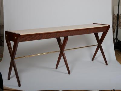 Osvaldo Borsani Osvaldo Borsani mahogany and marble console with drawers Italy c1950
