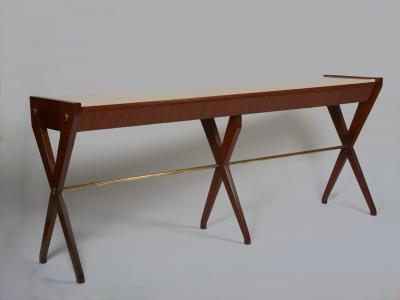 Osvaldo Borsani Osvaldo Borsani mahogany and marble console with drawers Italy c1950