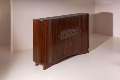 Osvaldo Borsani Osvaldo Borsani oak cabinet with doors drawers drop front panel Italy 1945