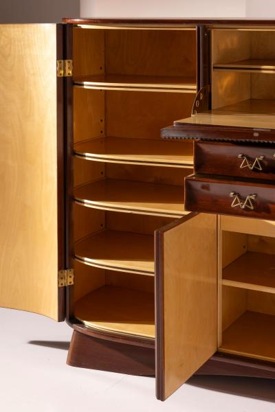 Osvaldo Borsani Osvaldo Borsani oak cabinet with doors drawers drop front panel Italy 1945