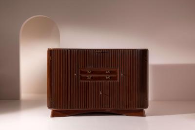 Osvaldo Borsani Osvaldo Borsani oak cabinet with doors drawers drop front panel Italy 1945