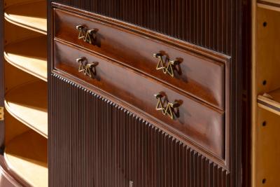 Osvaldo Borsani Osvaldo Borsani oak cabinet with doors drawers drop front panel Italy 1945