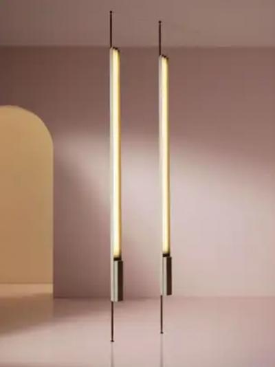 Osvaldo Borsani Osvaldo Borsani pair of LT8 ceiling to floor neon lamps by Tecno Italy 1950s