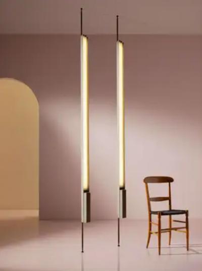 Osvaldo Borsani Osvaldo Borsani pair of LT8 ceiling to floor neon lamps by Tecno Italy 1950s