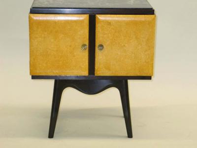 Osvaldo Borsani Pair Italian Mid Century Parchment Nightstands Side Tables by Osvaldo Borsani