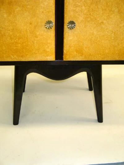Osvaldo Borsani Pair Italian Mid Century Parchment Nightstands Side Tables by Osvaldo Borsani