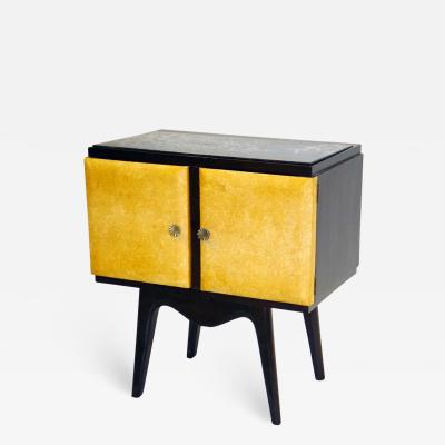 Osvaldo Borsani Pair Italian Mid Century Parchment Nightstands Side Tables by Osvaldo Borsani