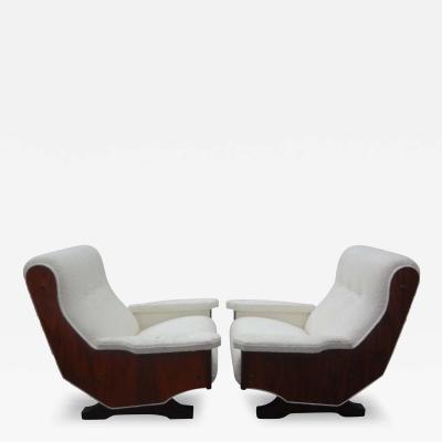 Osvaldo Borsani Pair of Italian Modern Sculptural Lounge Chairs Inspired By Paolo Buffa