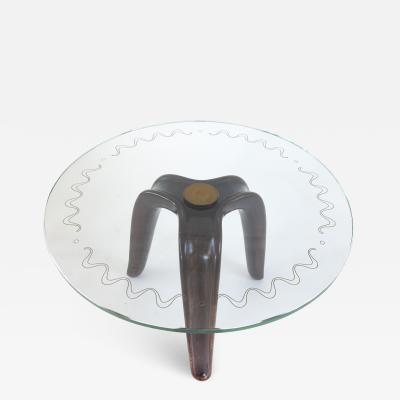 Osvaldo Borsani Rare Early Side Table with Etched Glass Top by Osvaldo Borsani