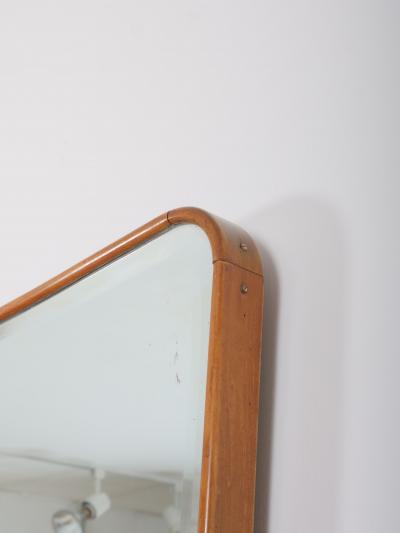 Osvaldo Borsani Rare Italian molded oak frame mirror with beveled mirror plate c1950
