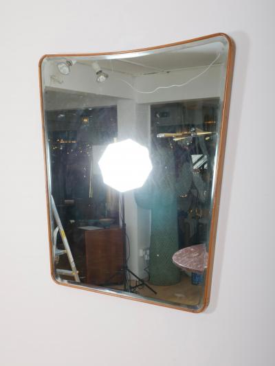 Osvaldo Borsani Rare Italian molded oak frame mirror with beveled mirror plate c1950