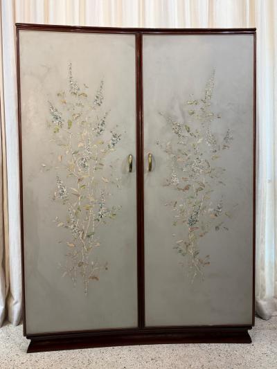 Osvaldo Borsani Rare Osvaldo Borsani Floral Painted Cabinet