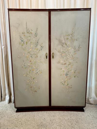 Osvaldo Borsani Rare Osvaldo Borsani Floral Painted Cabinet