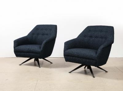 Osvaldo Borsani Rare Pair of Swivel Lounge Chairs by Osvaldo Borsani for ABV