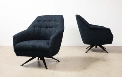 Osvaldo Borsani Rare Pair of Swivel Lounge Chairs by Osvaldo Borsani for ABV