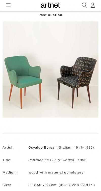 Osvaldo Borsani Set of 4 Osvaldo Borsani p35 arm chairs