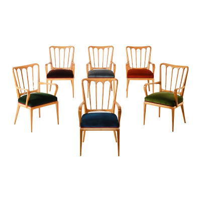 Osvaldo Borsani Set of 6 Model 6086 Armchairs