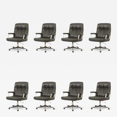 Osvaldo Borsani Set of Eight Leather Office Chairs by Osvaldo Borsani for Tecno