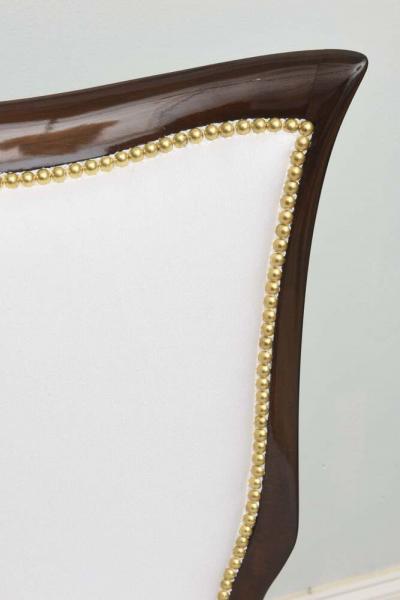 Osvaldo Borsani Set of Eight Osvaldo Borsani Italian Modern Mahogany and Brass Dining Chairs