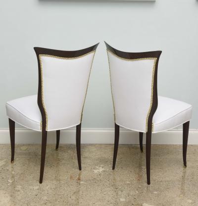 Osvaldo Borsani Set of Eight Osvaldo Borsani Italian Modern Mahogany and Brass Dining Chairs