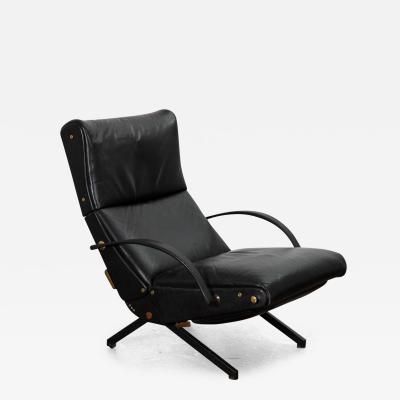 Osvaldo Borsani for Tecno P40 Lounge Chair in Black Leather
