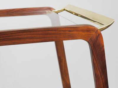 Oswald Haerdtl Mid Century Walnut Brass Bar Cart Serving Trolley 1950s Oswald Haerdtl attr 