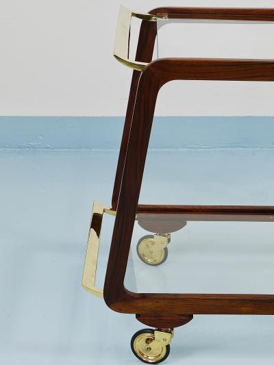 Oswald Haerdtl Mid Century Walnut Brass Bar Cart Serving Trolley 1950s Oswald Haerdtl attr 