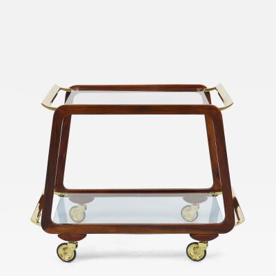 Oswald Haerdtl Mid Century Walnut Brass Bar Cart Serving Trolley 1950s Oswald Haerdtl attr 