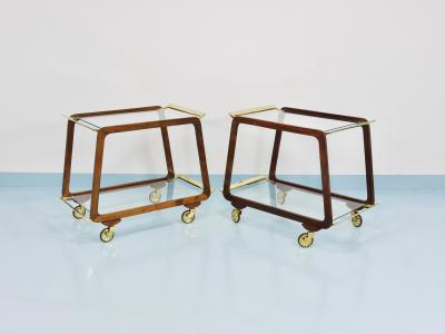 Oswald Haerdtl Mid Century Walnut Brass Bar Cart Serving Trolley 1950s Oswald Haerdtl attr 