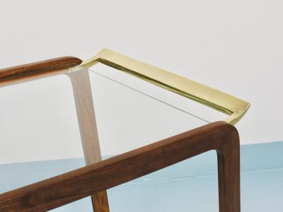 Oswald Haerdtl Mid Century Walnut Brass Bar Cart Serving Trolley 1950s Oswald Haerdtl attr 