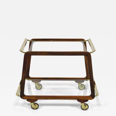 Oswald Haerdtl Mid Century Walnut Brass Bar Cart Serving Trolley 1950s Oswald Haerdtl attr 