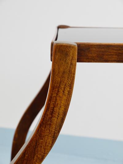 Oswald Haerdtl Oswald Haerdtl Curved Walnut Glass Bar Cart Serving Trolley 1950s