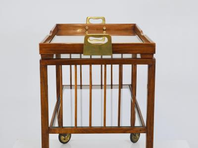Oswald Haerdtl Oswald Haerdtl Vienna Modernism Walnut Brass Bar Cart Serving Trolley 1950s