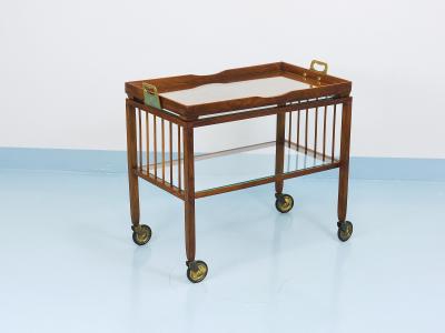 Oswald Haerdtl Oswald Haerdtl Vienna Modernism Walnut Brass Bar Cart Serving Trolley 1950s