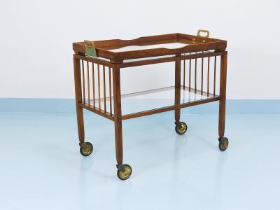 Oswald Haerdtl Oswald Haerdtl Vienna Modernism Walnut Brass Bar Cart Serving Trolley 1950s