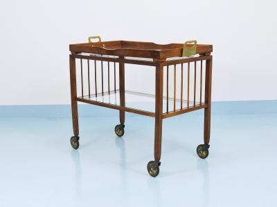 Oswald Haerdtl Oswald Haerdtl Vienna Modernism Walnut Brass Bar Cart Serving Trolley 1950s