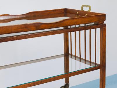 Oswald Haerdtl Oswald Haerdtl Vienna Modernism Walnut Brass Bar Cart Serving Trolley 1950s