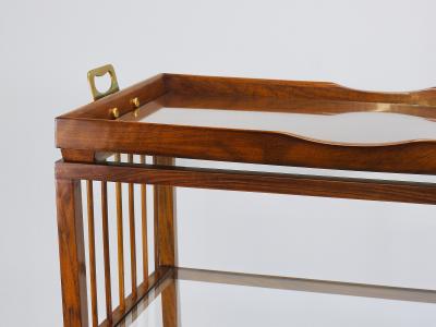 Oswald Haerdtl Oswald Haerdtl Vienna Modernism Walnut Brass Bar Cart Serving Trolley 1950s
