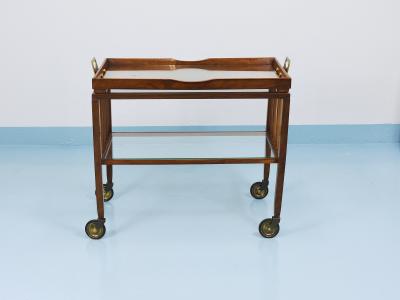 Oswald Haerdtl Oswald Haerdtl Vienna Modernism Walnut Brass Bar Cart Serving Trolley 1950s
