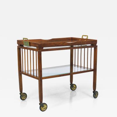 Oswald Haerdtl Oswald Haerdtl Vienna Modernism Walnut Brass Bar Cart Serving Trolley 1950s